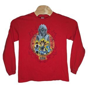 Vintage 1996 Yu-Gi-Oh! Enter The Shadow Realm Youth T Shirt‎ XL Red Long Sleeve